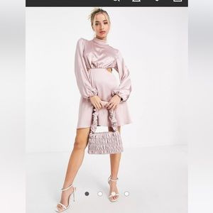 ASOS miss selfridge going out cut-out mini dress in violet satin